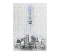 38x26cm/1000pcs Jigsaw Puzzles for Adults Teenagerss CN Tower Toronto Canada Puzzles for Adults Hands-on Game Precision Cutting Parent-child Interaction 38x26cm/1000pcs