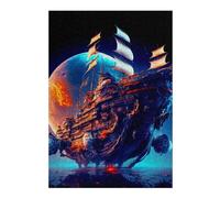 38x26cm/1000pcs Jigsaw Puzzles for Adults Teenagerss Fantasy Sailing Ship in Space -1 Puzzle for Adults Relax Games Difficult Challenge Parent-child Interaction 38x26cm/1000pcs
