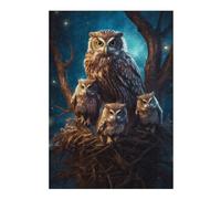 38x26cm/1000pcs Jigsaw Puzzles for Adults Teenagerss Owl with Owlets at Night Adult Puzzles Toy Wall Decor Birthday Present Parent-child Interaction 38x26cm/1000pcs