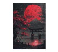 38x26cm/1000pcs Jigsaw Puzzles for Adults Teenagerss Red Moon Torii Gate Fuji Jigsaw Puzzle Relaxing Games Analysis And Logic Birthday And Unique Gifts 38x26cm/1000pcs