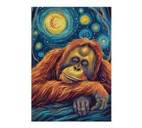38x26cm/1000pcs Jigsaw Puzzles for Adults Teenagerss Sleeping Orangutan Starry Night Art Puzzles for Adults Hands-on Game Precision Cutting Parent-child Interaction 38x26cm/1000pcs