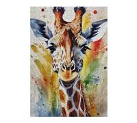 38x26cm/1000pcs Jigsaw Puzzles for Adults Watercolor Painted Giraffe Jigsaw Puzzle Hands-on Game Wall Art Unique Gifts for Birthday And Christmas 38x26cm/1000pcs