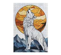 38x26cm/1000pcs Jigsaw Puzzles for Adults Wolf Howling at The Moon Jigsaw Puzzle Hands-on Game Wall Art Unique Gifts for Birthday And Christmas 38x26cm/1000pcs