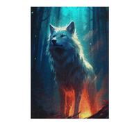 38x26cm/1000pcs Jigsaw Puzzles for Adults Wolf in Flames Teenagers Puzzles Relaxing Games Stress Reliever Parent-child Interaction 38x26cm/1000pcs