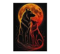 38x26cm/1000pcs Jigsaw Puzzles for Adults Wolves Under A Fiery Moon Puzzles for Adults Hands-on Game Perfect Decoration Unique Gifts for Birthday And Christmas 38x26cm/1000pcs