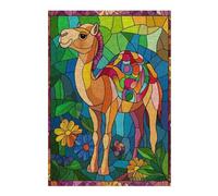 38x26cm/1000pcs Jigsaw Puzzles for Teenagerss Camel Stained Glass Art Jigsaws for Adults Toy Wall Decor Difficult Hard Help The Brain Exercise 38x26cm/1000pcs