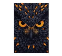 38x26cm/1000pcs Jigsaw Puzzles for Teenagerss Fierce Owl Vector Portrait with Glowing Orange Eyes Puzzles for Adults Family Games Analysis And Logic Challenging Game Gifts 38x26cm/1000pcs