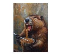 38x26cm/1000pcs Jigsaw Puzzles for Teenagerss Funny Beaver Ramen Noodles Puzzles for Adults Hands-on Game Difficult Challenge Help The Brain Exercise 38x26cm/1000pcs