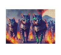 38x26cm/1000pcs Jigsaw Puzzles for Teenagerss Jigsaw Ancient Cat Warriors Marching Through Flames Jigsaw Hands-on Game Improve Memory for Birthday, Chrismas 38x26cm/1000pcs