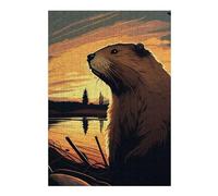 38x26cm/1000pcs Jigsaw Puzzles for Teenagerss Jigsaw Beaver Sunset Puzzle for Adults Relax Games Improve Memory for Birthday, Chrismas 38x26cm/1000pcs
