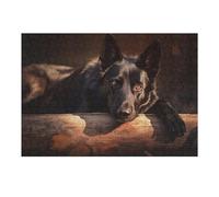 38x26cm/1000pcs Jigsaw Puzzles for Teenagerss Jigsaw Black Dog Resting on Log Jigsaw Hands-on Game Improve Memory for Birthday, Chrismas 38x26cm/1000pcs