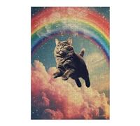 38x26cm/1000pcs Jigsaw Puzzles for Teenagerss Jigsaw Rainbow Flying Cat Puzzles for Adults Relaxing Games For Family Fun for Birthday, Chrismas 38x26cm/1000pcs