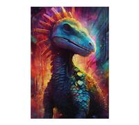 38x26cm/1000pcs Jigsaw Puzzles for Teenagerss Jigsaw Rainbow Lizard in Neon Cityscape Jigsaw Fun Games Analysis And Logic for Birthday, Chrismas 38x26cm/1000pcs