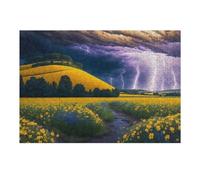38x26cm/1000pcs Jigsaw Puzzles for Teenagerss Jigsaw Thunderstorm Over Golden Fields Puzzle for Adults Relax Games Improve Memory for Birthday, Chrismas 38x26cm/1000pcs