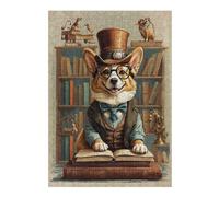 38x26cm/1000pcs Jigsaw Puzzles for Teenagerss Jigsaw Vintage Book Smart Corgi Adult Puzzles Hands-on Game Home Decoration for Birthday, Chrismas 38x26cm/1000pcs