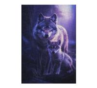 38x26cm/1000pcs Jigsaw Puzzles for Teenagerss Jigsaw Wolf And Pup in Moonlight Jigsaw Puzzle Toy Wall Decor Wall Art Unique Birthday And Gifts 38x26cm/1000pcs