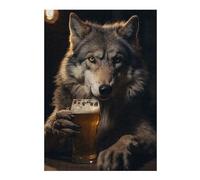 38x26cm/1000pcs Jigsaw Puzzles for Teenagerss Jigsaw Wolf Drinking Beer Pint Puzzles for Adults Relaxing Games For Family Fun for Birthday, Chrismas 38x26cm/1000pcs