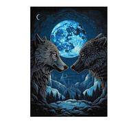 38x26cm/1000pcs Jigsaw Puzzles for Teenagerss Jigsaw Wolf Moonlight Vintage Puzzles for Adults Relaxing Games For Family Fun for Birthday, Chrismas 38x26cm/1000pcs