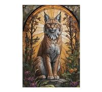 38x26cm/1000pcs Jigsaw Puzzles for Teenagerss Lynx Stained Glass Puzzles for Adults Hands-on Game Difficult Challenge Help The Brain Exercise 38x26cm/1000pcs