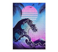 38x26cm/1000pcs Jigsaw Puzzles for Teenagerss Synthwave Wave And Sunset Teenagers Puzzles Relax Games Perfect Decoration Stress Reduction Gifts 38x26cm/1000pcs