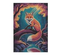 38x26cm/1000pcs Jigsaw Puzzles- Fox on A Branch by A River Jigsaws for Adults Brain Teaser Game Precision Cutting Deal As Gifts for The Whole Family 38x26cm/1000pcs