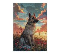 38x26cm/1000pcs Jigsaw Puzzles- German Shepherd Sunset Jigsaws for Adults Family Games Improve Memory Deal As Gifts for The Whole Family 38x26cm/1000pcs