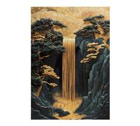 38x26cm/1000pcs Jigsaw Puzzles Golden Waterfall Bonsai Cherry Blossom Landscape Puzzle for Adults Relaxing Games Precision Cutting Unique Birthday And Xmas Gifts 38x26cm/1000pcs