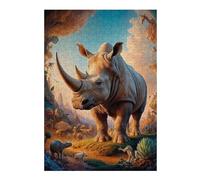 38x26cm/1000pcs Jigsaw Puzzles Radiant Rhinoceros Puzzle for Adults Relaxing Games Precision Cutting Unique Birthday And Xmas Gifts 38x26cm/1000pcs