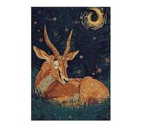38x26cm/1000pcs Jigsaw Puzzles- Resting Antelope Under Starry Night Jigsaws for Adults Brain Teaser Game Precision Cutting Deal As Gifts for The Whole Family 38x26cm/1000pcs