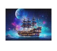 38x26cm/1000pcs Jigsaws Adults Puzzles Fantasy Sailing Ship Under Moonlight Adult Puzzles DIY Toys But Fun And Humorous Unique Gifts for Birthday And Christmas 38x26cm/1000pcs