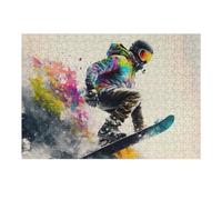 38x26cm/1000pcs Jigsaws Adults Puzzles Gifts Colorful Snowboarder in Action Jigsaw Puzzle Relax Games Staycation Kill Time Birthday Present, Gifts, 38x26cm/1000pcs