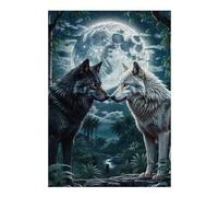 38x26cm/1000pcs Jigsaws Adults Puzzles Gifts Two Wolf in Forest Moon Jigsaw Puzzle Relax Games Staycation Kill Time Birthday Present, Gifts, 38x26cm/1000pcs
