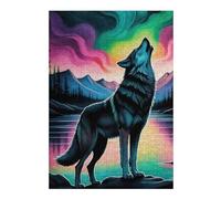 38x26cm/1000pcs Jigsaws Adults Puzzles Gifts Wolf Howling Aurora Borealis Jigsaw Puzzle Hands-on Game Presents for Women Gifts for Friends And Family 38x26cm/1000pcs