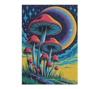 38x26cm/1000pcs Jigsaws Adults Puzzles Mushroom Landscape with Rainbow Moon Adult Jigsaw Puzzle Relax Games Difficult Challenge Birthday And Unique Gifts 38x26cm/1000pcs