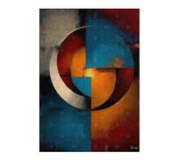 38x26cm/1000pcs Jigsaws for Adults Puzzle Abstract Circular Balance - Blue, Orange & Ivory Geometry Puzzle for Adults Anti-Stress Toys A Work of Art Challenging To Complete 38x26cm/1000pcs