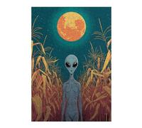 38x26cm/1000pcs Jigsaws for Adults Puzzle Alien in Cornfield Under Full Moon Teenagers Puzzles Brain Teaser Game Analysis And Logic Gifts for Friends And Family 38x26cm/1000pcs