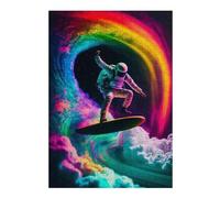 38x26cm/1000pcs Jigsaws for Adults Puzzle Astronaut Surfing Rainbow Wave -2 Adult Puzzles Hands-on Game Birthday Present Birthday Present, Gifts, 38x26cm/1000pcs