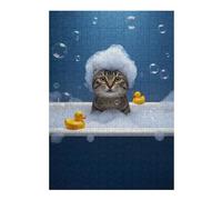 38x26cm/1000pcs Jigsaws for Adults Puzzle Cat in Bathtub with Bubbles Teenagers Puzzles Brain Teaser Game Analysis And Logic Gifts for Friends And Family 38x26cm/1000pcs