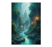 38x26cm/1000pcs Jigsaws for Adults Puzzle Mystical River Landscape with Ancient Architecture Jigsaw for Adults Toy Wall Decor Hand Speed Race Gifts for Friends And Family 38x26cm/1000pcs