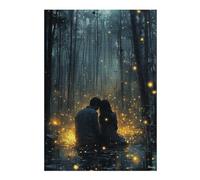 38x26cm/1000pcs Jigsaws for Adults Puzzle Romantic Couple in Magic Forest with Glowing Fireflies Puzzle for Adults Anti-Stress Toys A Work of Art Challenging To Complete 38x26cm/1000pcs