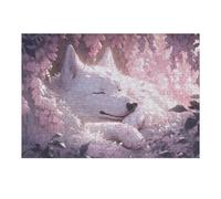 38x26cm/1000pcs Jigsaws for Teenagerss Cherry Blossom Dreams Serene Wolf Illustration Puzzle for Adults Relaxing Games Enhance Memory Gifts for Friends And Family 38x26cm/1000pcs