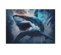 38x26cm/1000pcs Jigsaws for Teenagerss Great White Shark Emerging from Water Jigsaw Puzzle Relaxing Games Difficult Challenge Challenging To Complete 38x26cm/1000pcs