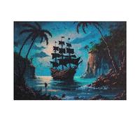 38x26cm/1000pcs Jigsaws for Teenagerss Pirate Ship at Sunset -3 Jigsaw Puzzle Relaxing Games Difficult Challenge Challenging To Complete 38x26cm/1000pcs
