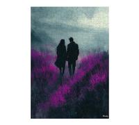 38x26cm/1000pcs Jigsaws for Teenagerss Puzzle Romantic Walk Through Lavender Purple Fields in Charcoal Style Adult Jigsaw Relax Games Precision Cutting Parent-child Interaction 38x26cm/1000pcs