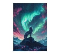 38x26cm/1000pcs Jigsaws for Teenagerss Puzzle Wolf Howling Under Aurora Borealis Jigsaws for Adults Relax Games Precision Cutting Birthday And Unique Gifts 38x26cm/1000pcs