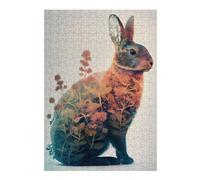 38x26cm/1000pcs Jigsaws for Teenagerss Rabbit Flower Puzzle for Adults Fun Games Staycation Kill Time Challenging To Complete 38x26cm/1000pcs