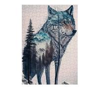 38x26cm/1000pcs Jigsaws for Teenagerss Wolf And The Winter Forest Jigsaw Puzzle Relaxing Games Difficult Challenge Challenging To Complete 38x26cm/1000pcs