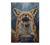 38x26cm/1000pcs Jigsaws Fox Eating Ramen Noodles Puzzles for Adults Anti-Stress Toys Pattern Assembly Deal As Gifts for The Whole Family 38x26cm/1000pcs