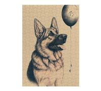 38x26cm/1000pcs Jigsaws German Shepherd Balloon Puzzles for Adults Anti-Stress Toys Pattern Assembly Deal As Gifts for The Whole Family 38x26cm/1000pcs