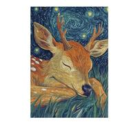 38x26cm/1000pcs Jigsaws Sleeping Deer Under Starry Night Puzzles for Adults Anti-Stress Toys Pattern Assembly Deal As Gifts for The Whole Family 38x26cm/1000pcs
